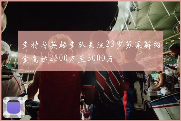 多特与英超多队关注23岁苏莱解约金高达2500万至3000万